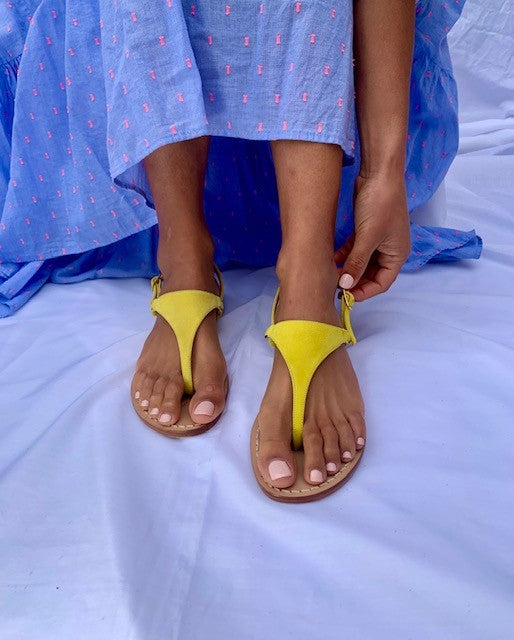 Ankalia yellow flat sandals