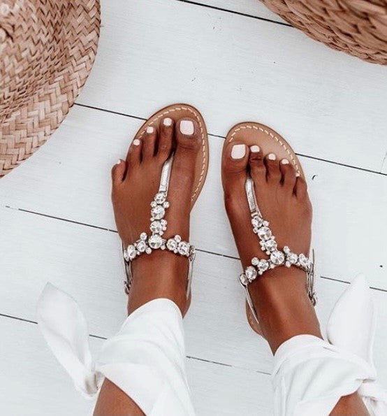 Ankalia Silver Swarovski Crystal Wedding Sandals