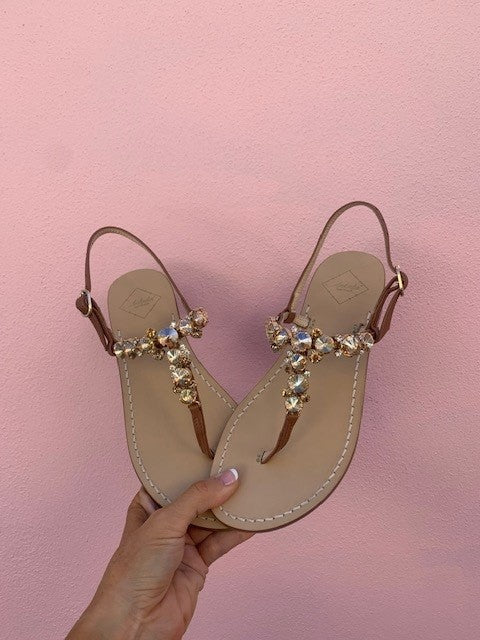 Tan Flat Leather Sandals - Online Australia