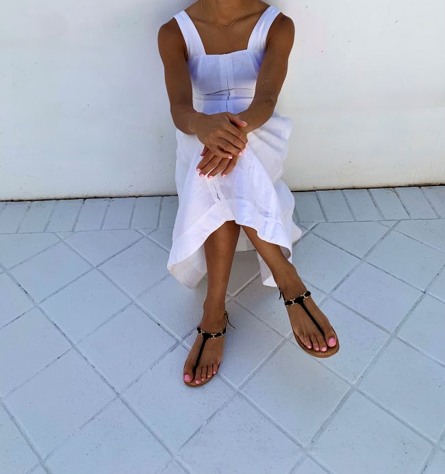 Women's Flat Black Sandals | Lara Sandals