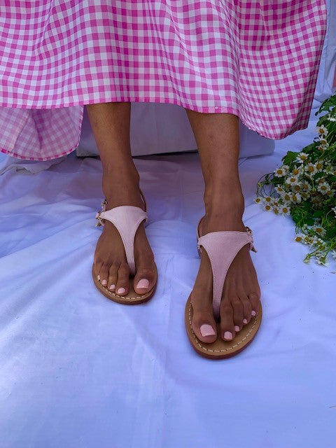 Ankalia Rosie pink flat leather sandals