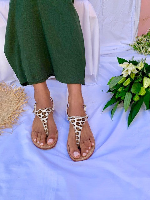 Ankalia savannah leopard flat sandals