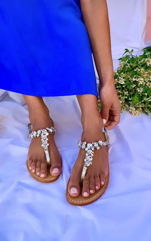 Ankalia sylvia silver swarvski crystal sandals made in australia
