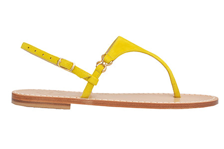 Ankalia Lisa Yellow flat suede Sandals made in australia