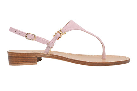 Ankalia Rosie pastel pink flat leather sandals