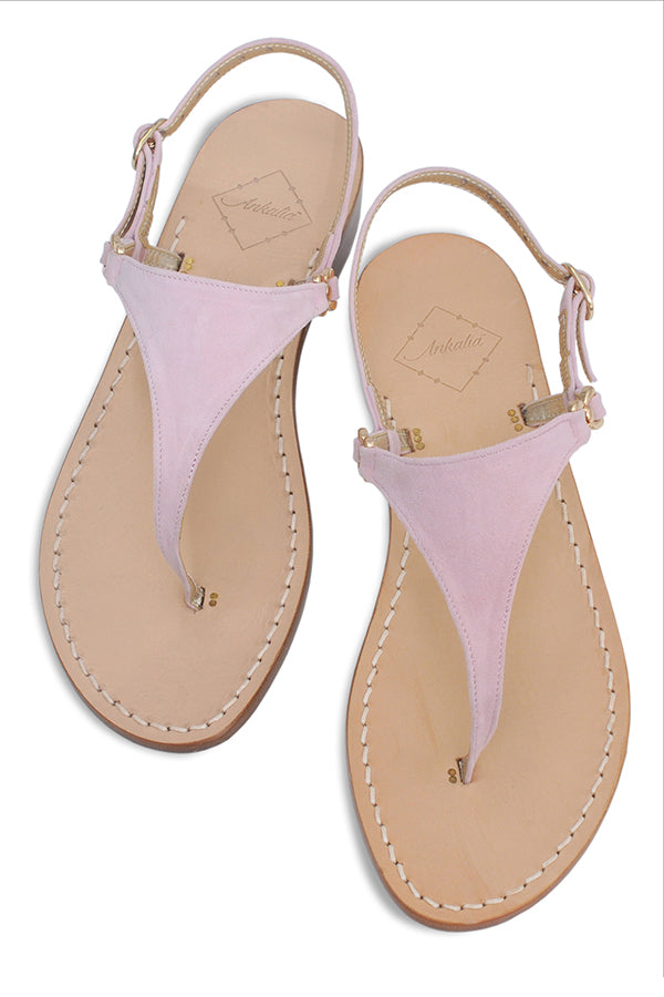 Ankalia Rosie pastel pink flat leather sandals