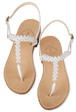 Pearl white leather wedding sandals